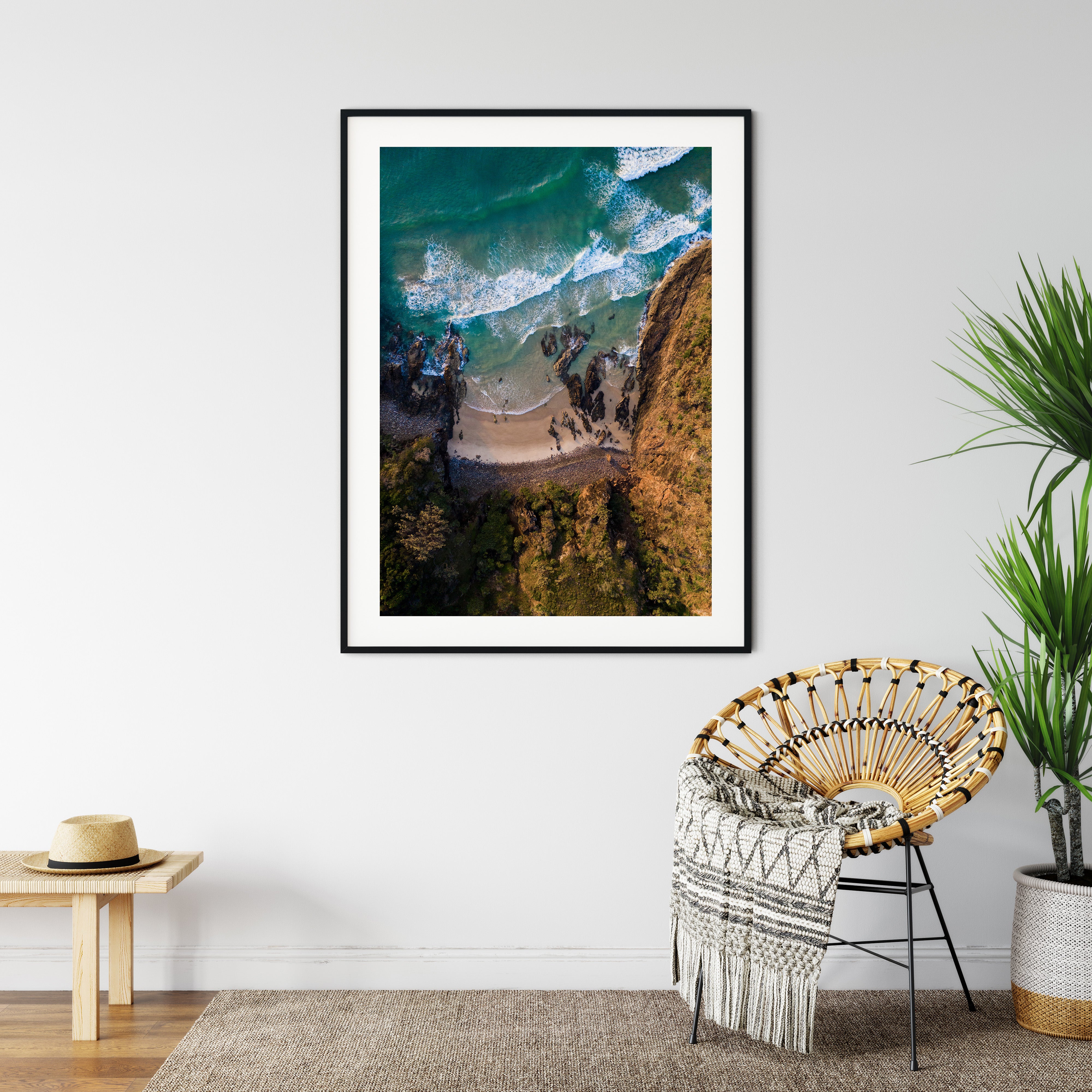 Framed Beach Drone Photography Print
